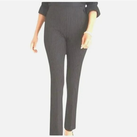 Chicos So Slimming Juliet Straight Leg Pinstripe Pants 16P Black & White - Picture 16 of 16